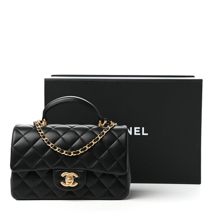 Chanel Lambskin Quilted Mini Top Handle Rectangular Flap Black 11 of 11