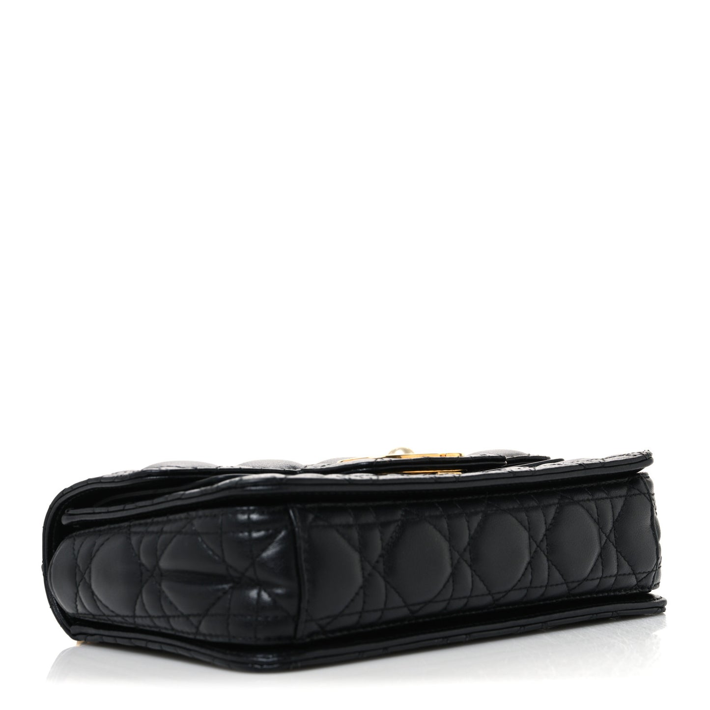 Calfskin Cannage Small Dior Jolie Top Handle Black