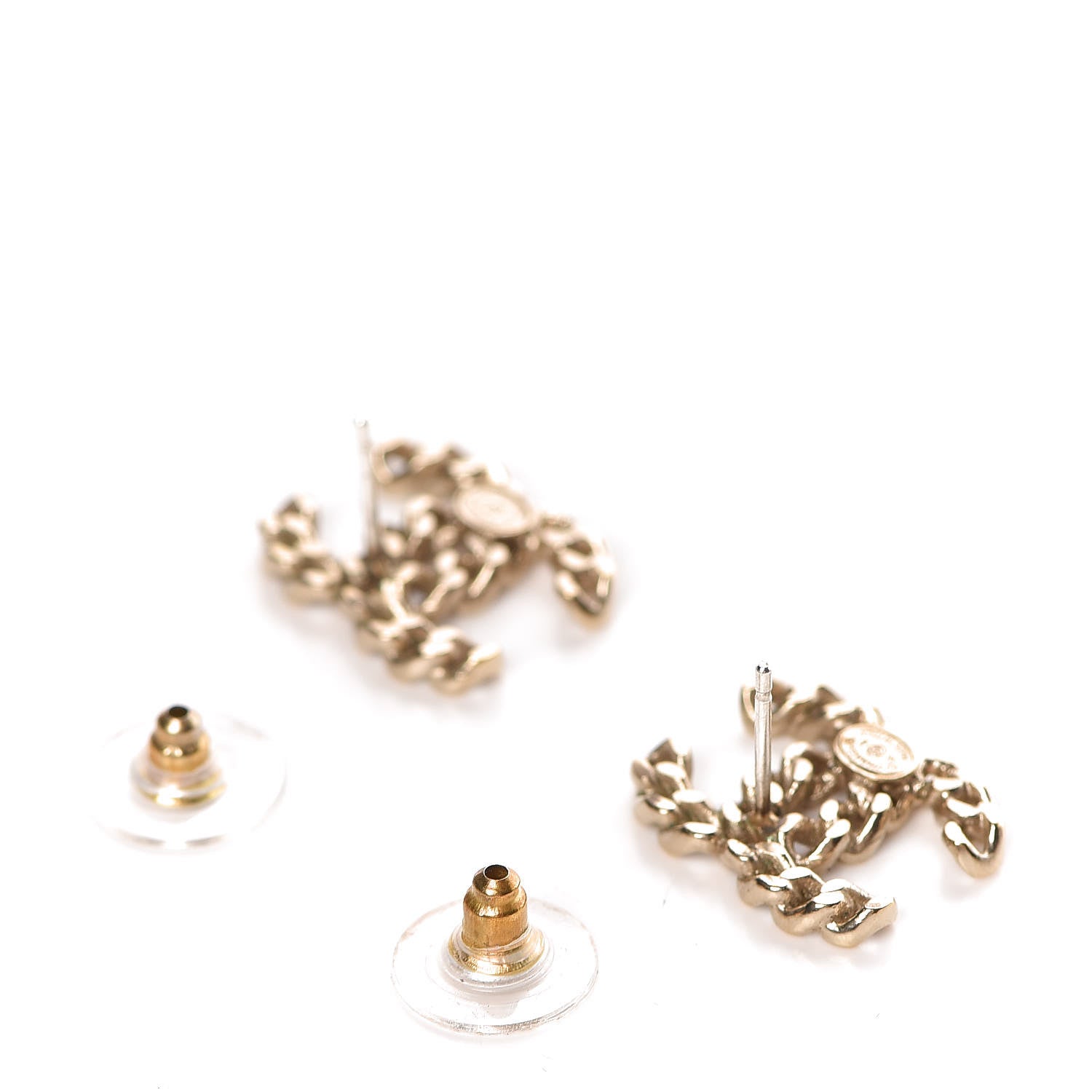 Chanel Metal Chain Link CC Earrings Gold 3 of 5