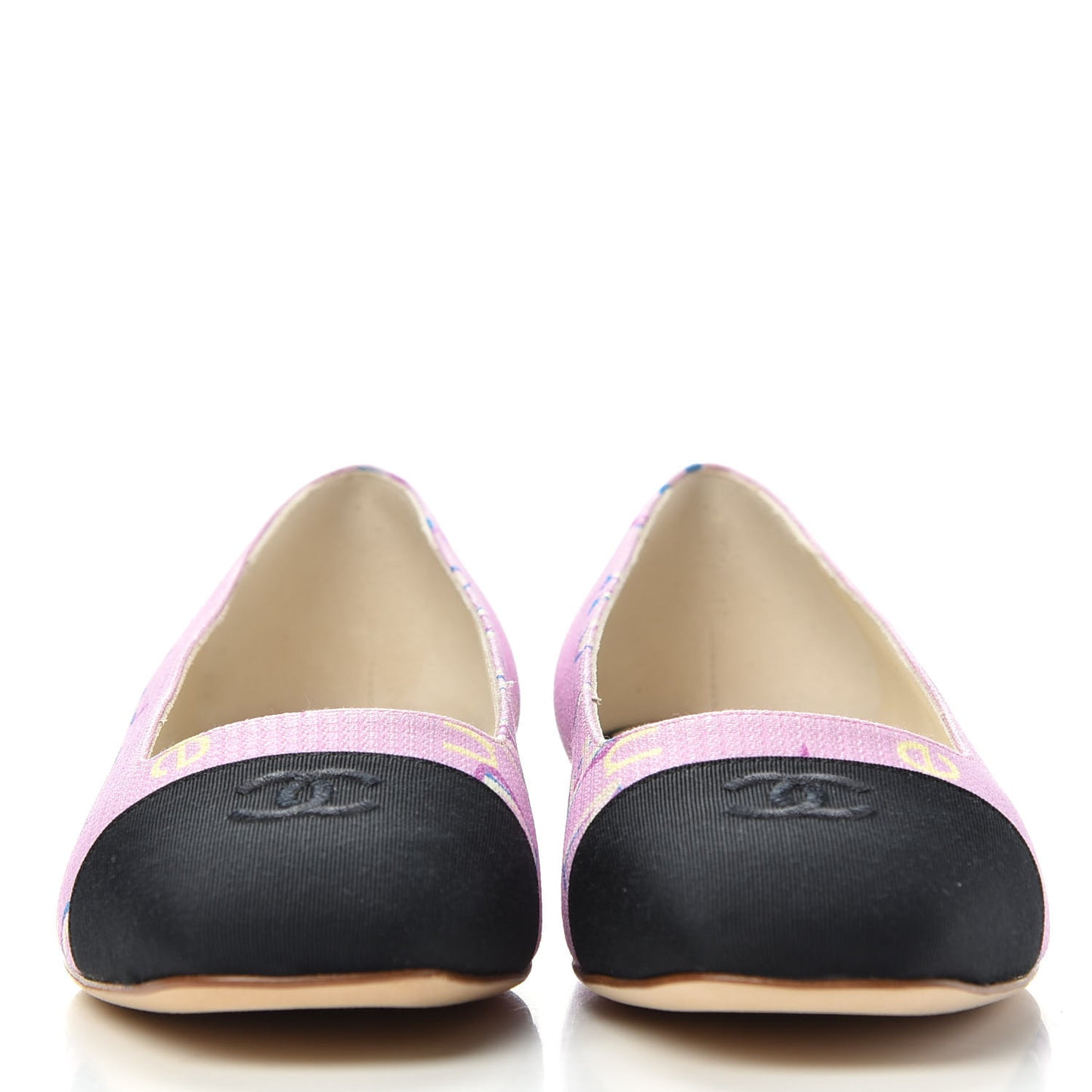 Fabric Grossgrain CC Flats 35.5 Pink Black