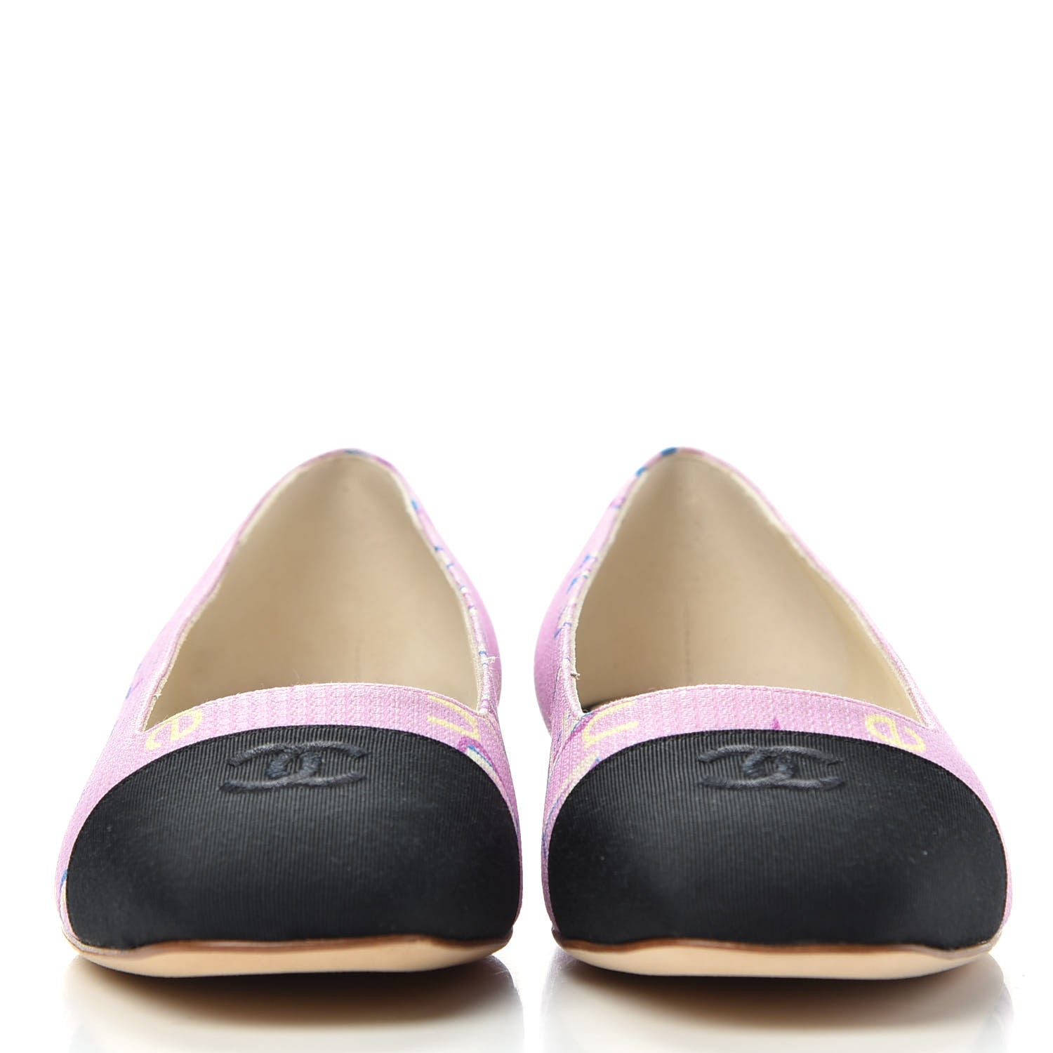 Chanel Fabric Grossgrain CC Flats 35.5 Pink Black 2 of 11