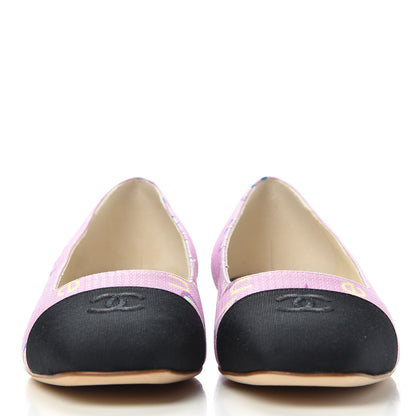 Chanel Fabric Grossgrain CC Flats 35.5 Pink Black 2 of 11