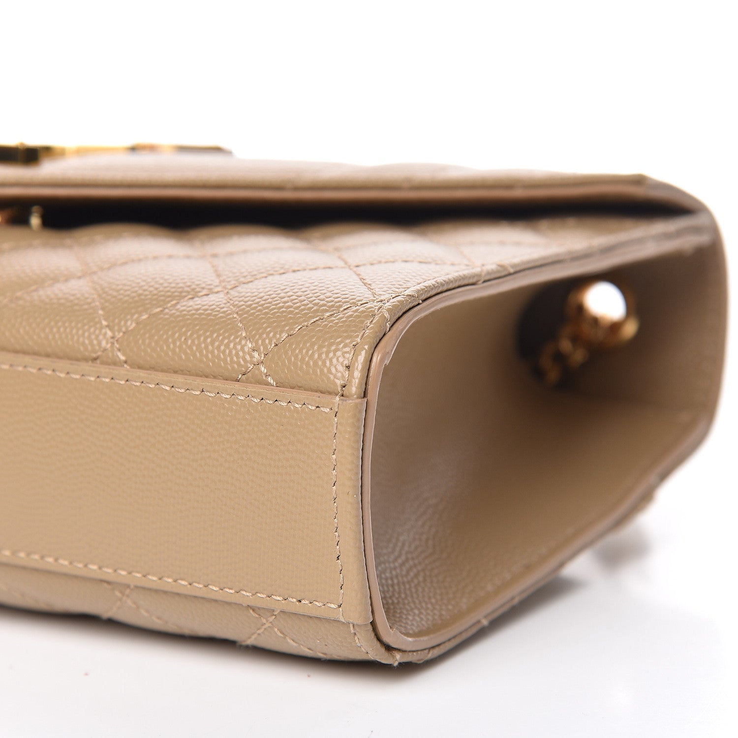 Saint Laurent Grain De Poudre Textured Mixed Matelasse Triquilt Small Monogram Satchel Cork 9 of 10