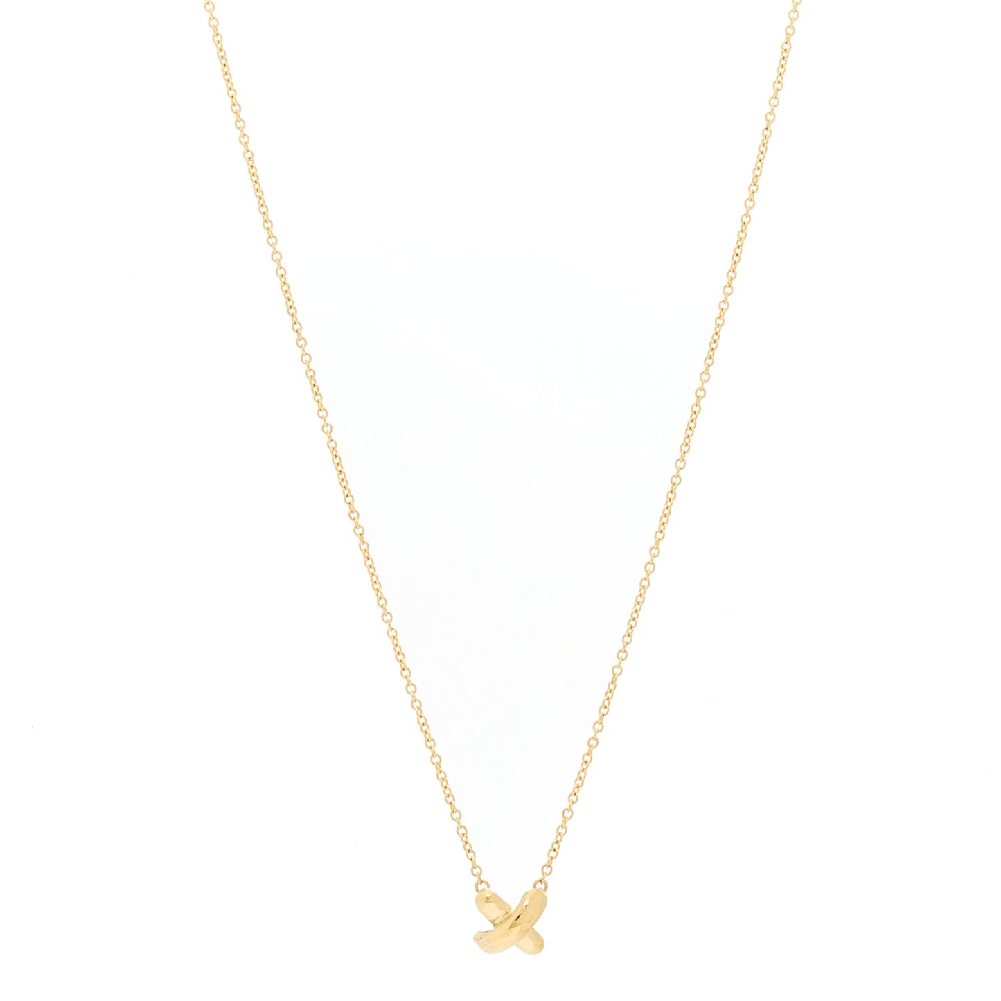 18k Yellow Gold Cross Stitch Pendant Necklace