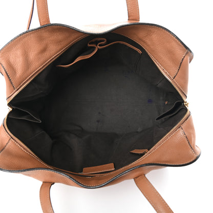 Alexander McQueen Pebbled Calfskin Large Skull Padlock Zip Around Tote Camel 5 of 12