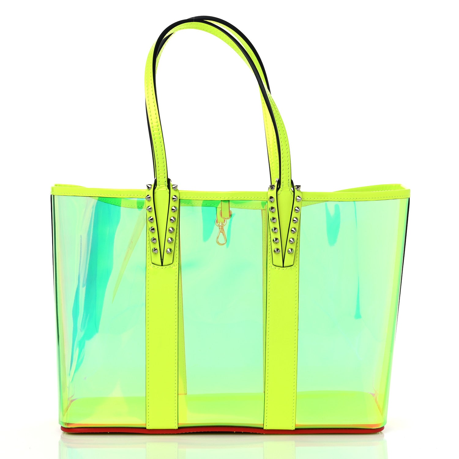 Christian Louboutin PVC Spikes East West Cabata Tote Fluorescent Yellow 3 of 12