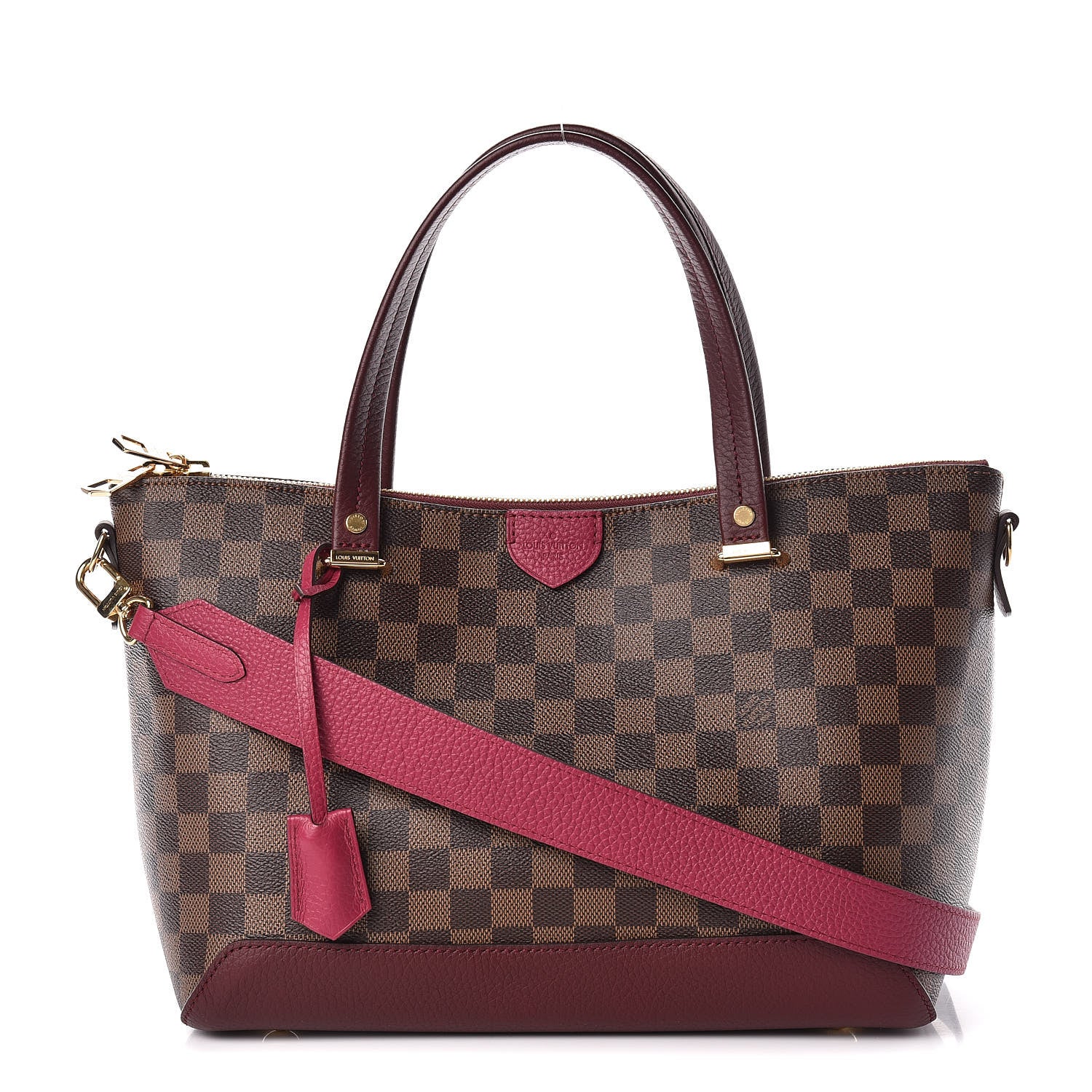 Louis Vuitton Damier Ebene Cuir Taurillon Hyde Park Fuchsia 1 of 10