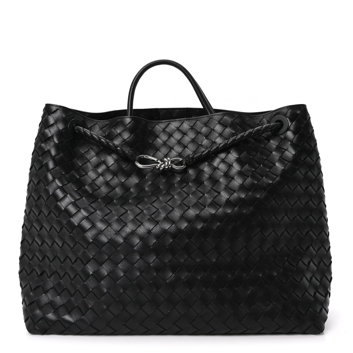 Nappa Intrecciato Large Andiamo Shoulder Bag Black