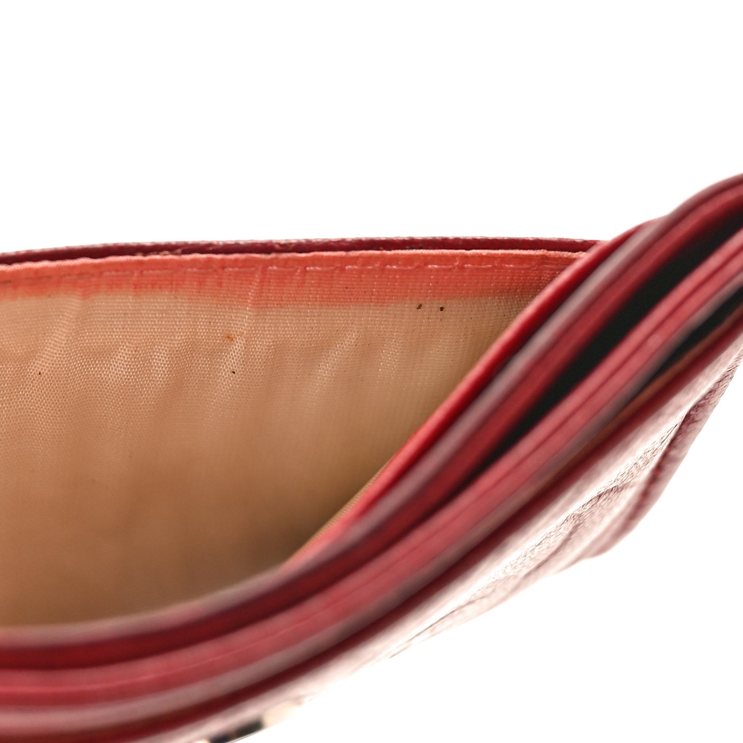 Lambskin Camellia Card Holder Dark Red
