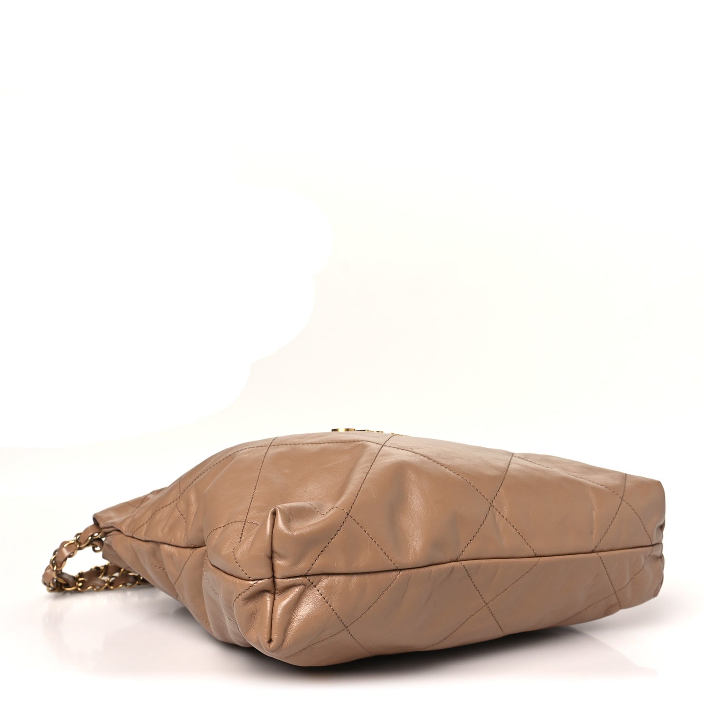 Shiny Calfskin Quilted Small Chanel 22 Beige