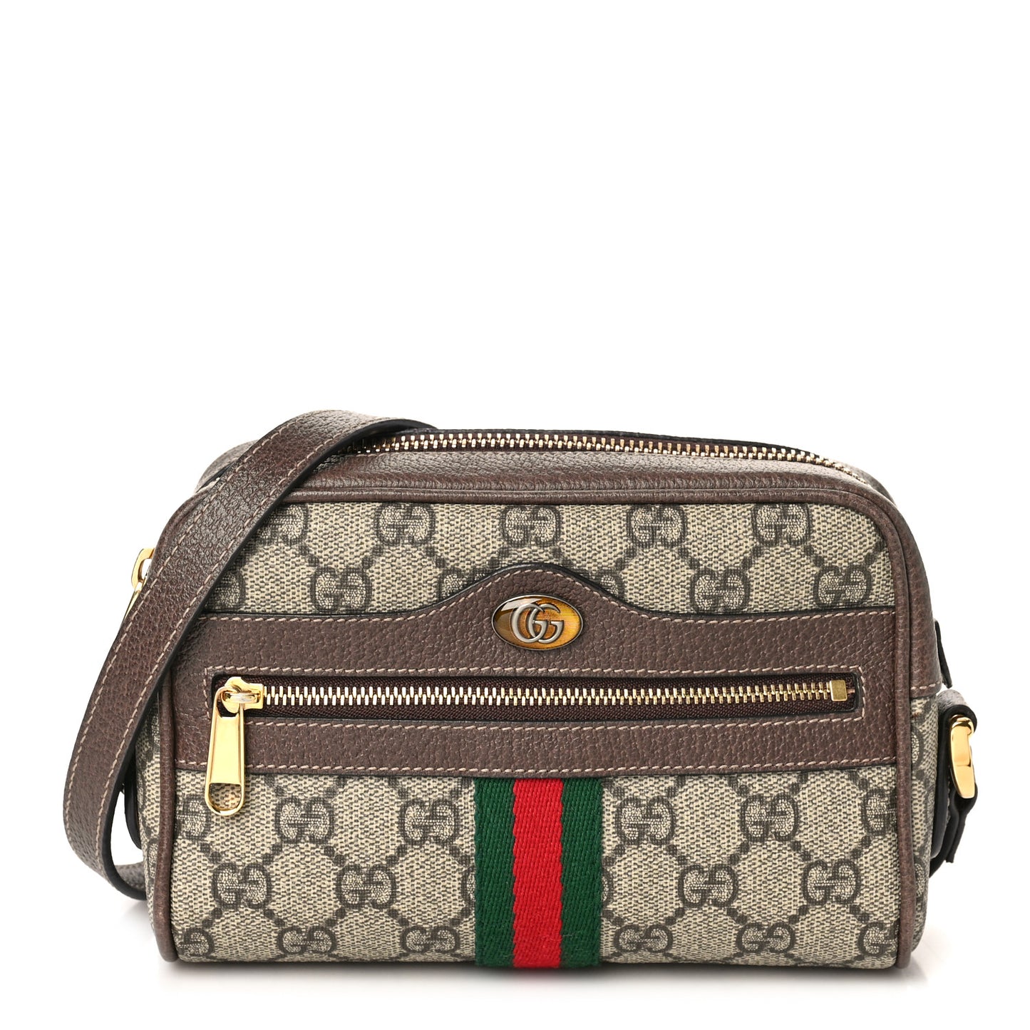 GG Supreme Monogram Web Mini Ophidia Shoulder Bag Brown