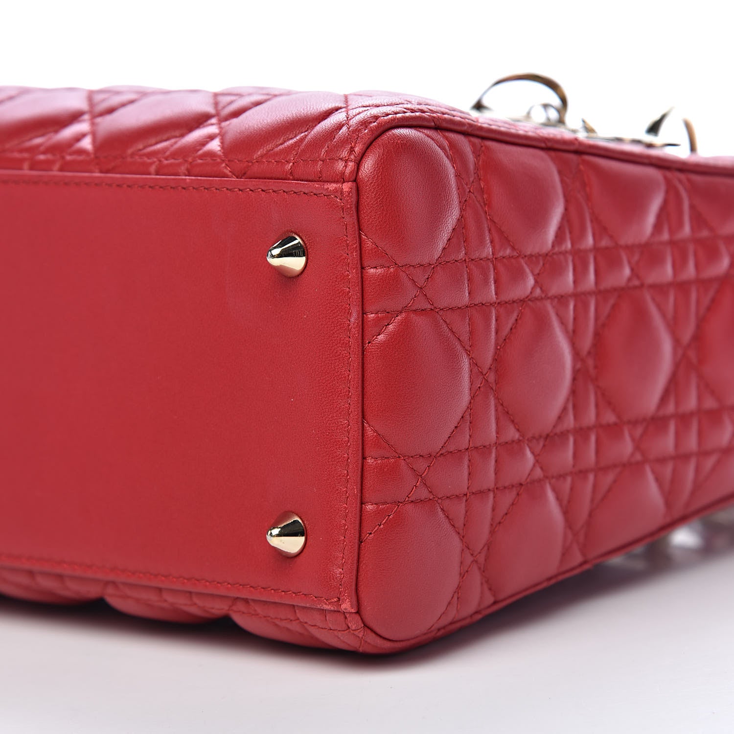 Christian Dior Lambskin Cannage Medium Lady Dior Red 9 of 10