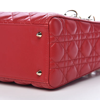 Christian Dior Lambskin Cannage Medium Lady Dior Red 9 of 10