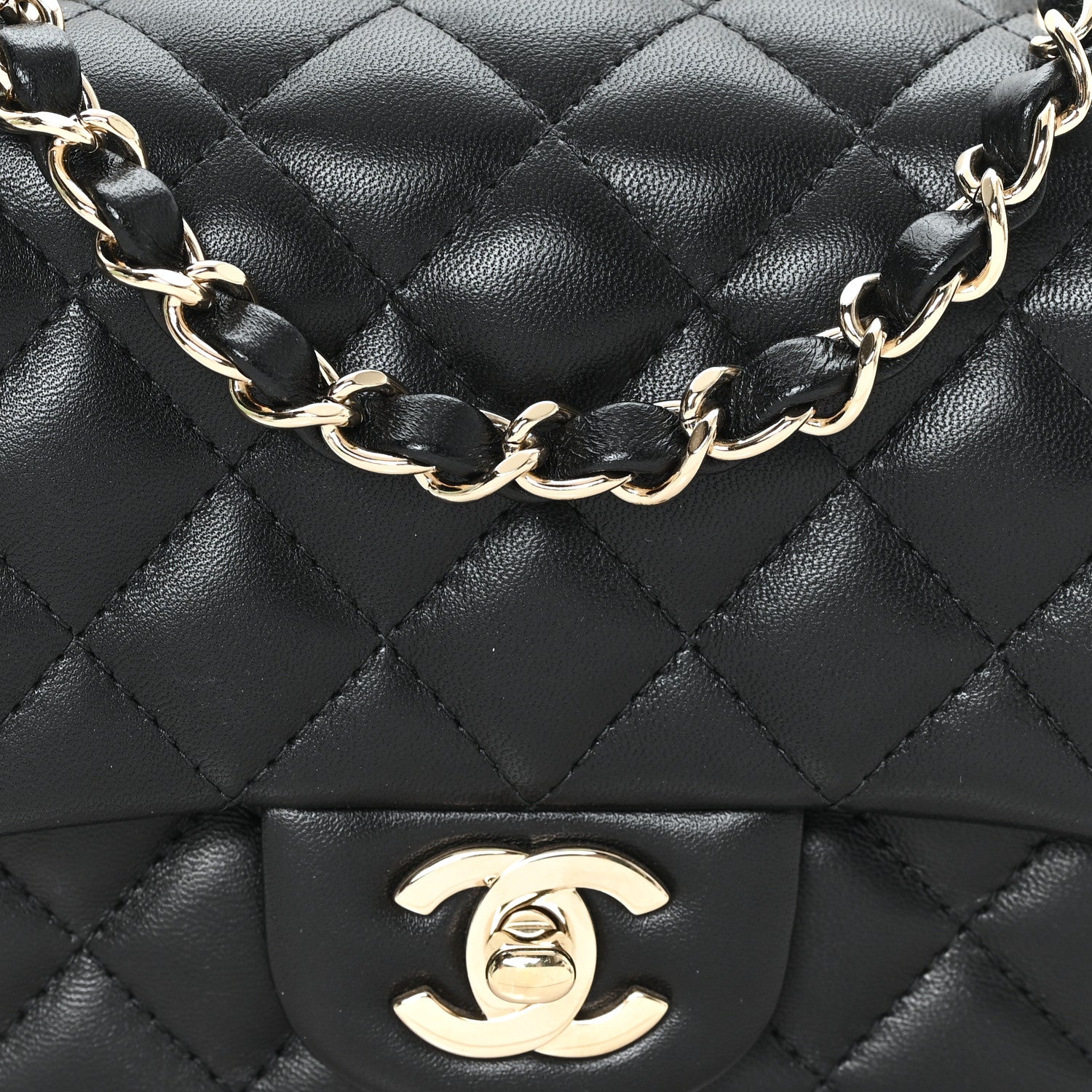 Chanel Lambskin Quilted Mini Square Flap Black 8 of 11