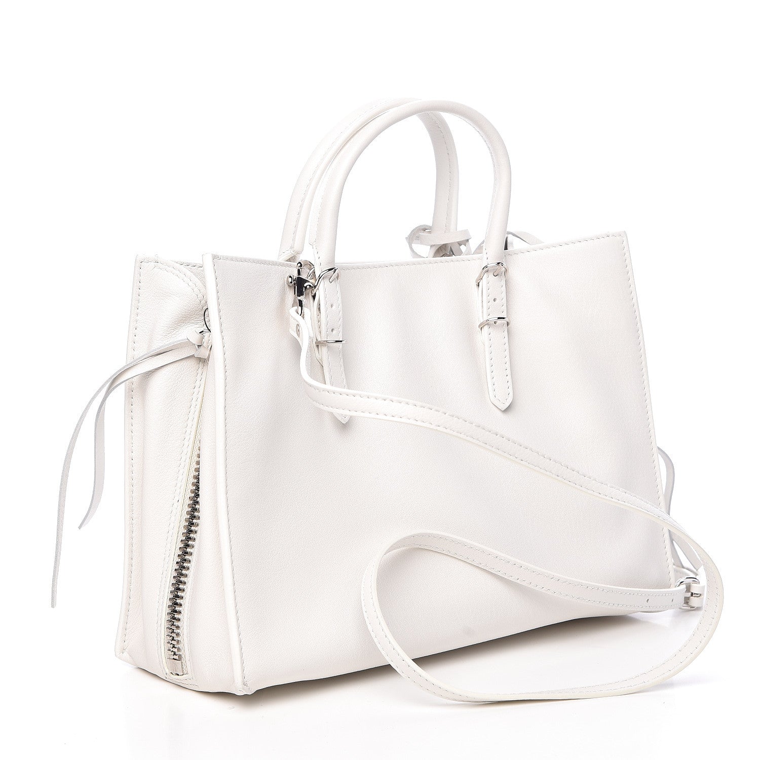 Balenciaga Grained Calfskin Papier Mini A4 Zip Around Tote White 3 of 11