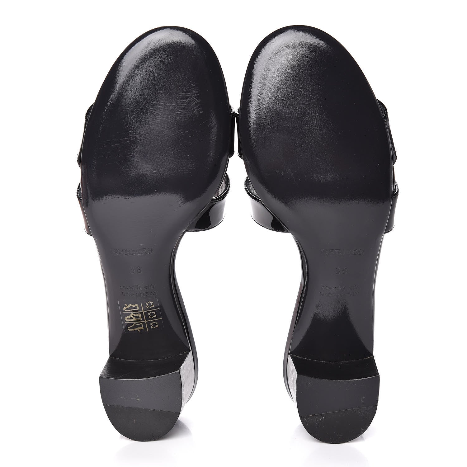 Hermes Patent Oasis Sandals 38 Black 5 of 10