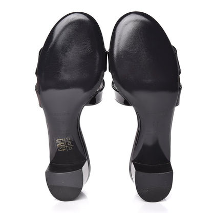 Hermes Patent Oasis Sandals 38 Black 5 of 10