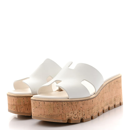 Hermes Calfskin Cork Eze 30 Sandals 39 White 3 of 9