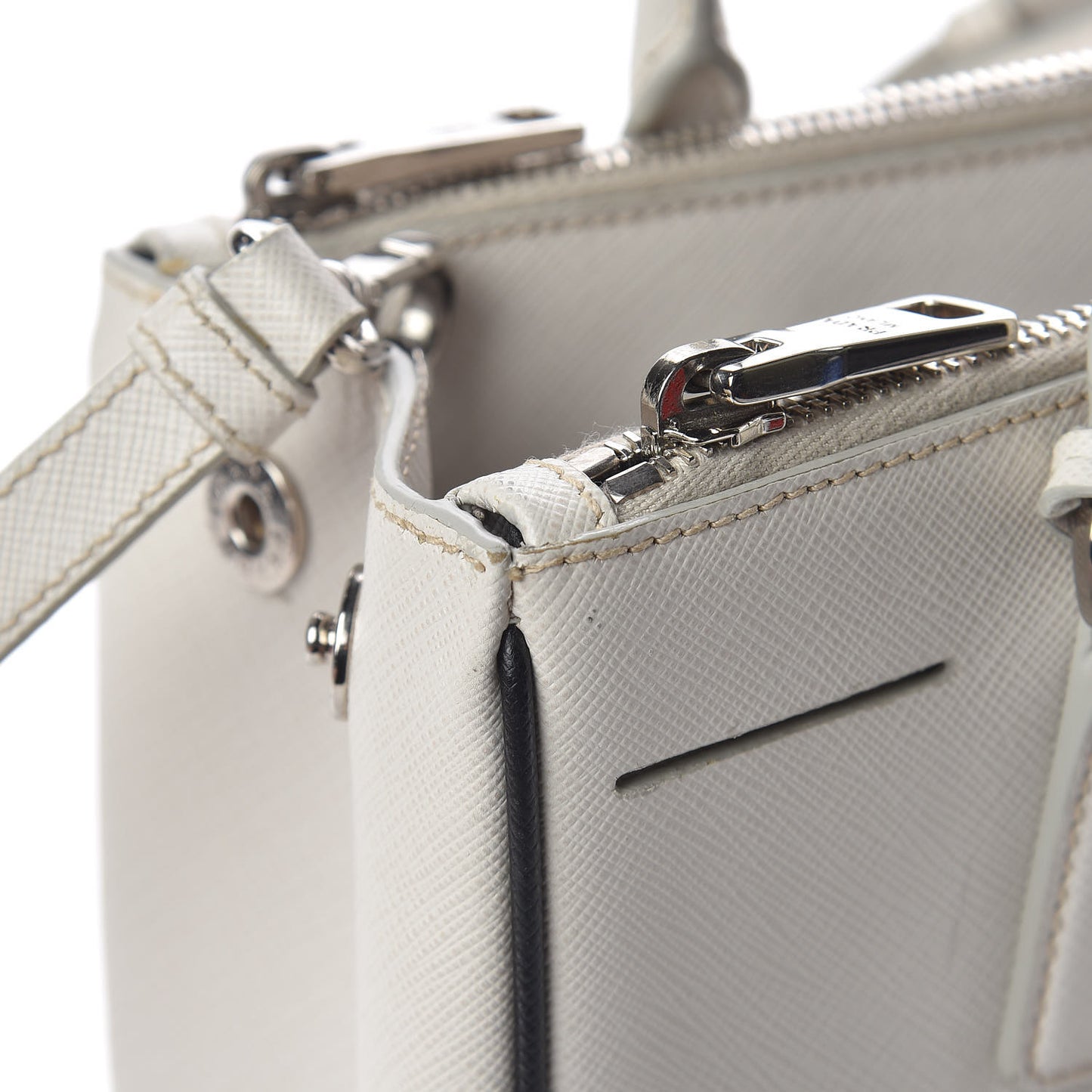 Saffiano Small Galleria Double Zip Tote Talco Black