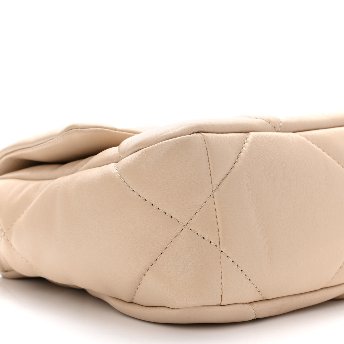 Goatskin Quilted Medium Chanel 19 Flap Beige