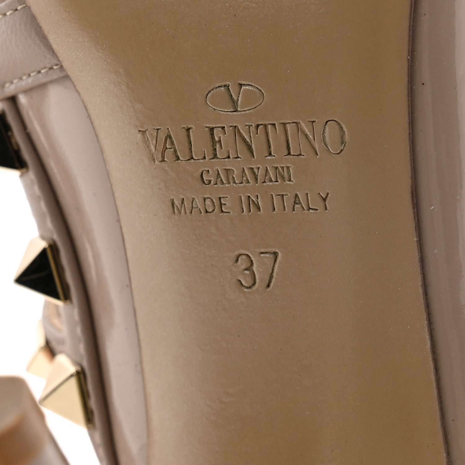 Valentino Garavani Patent Nappa Rockstud Ankle Strap 100mm Pumps 37 Poudre 7 of 11