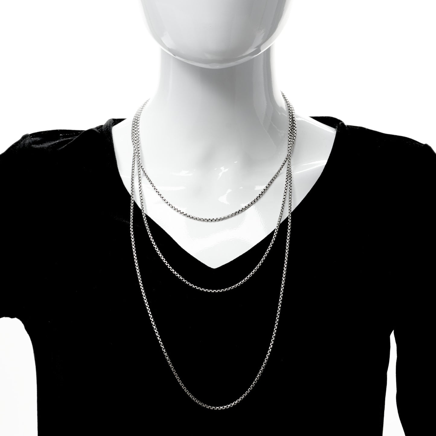 Sterling Silver 14K White Gold 2.7mm Box Chain Necklace 72"