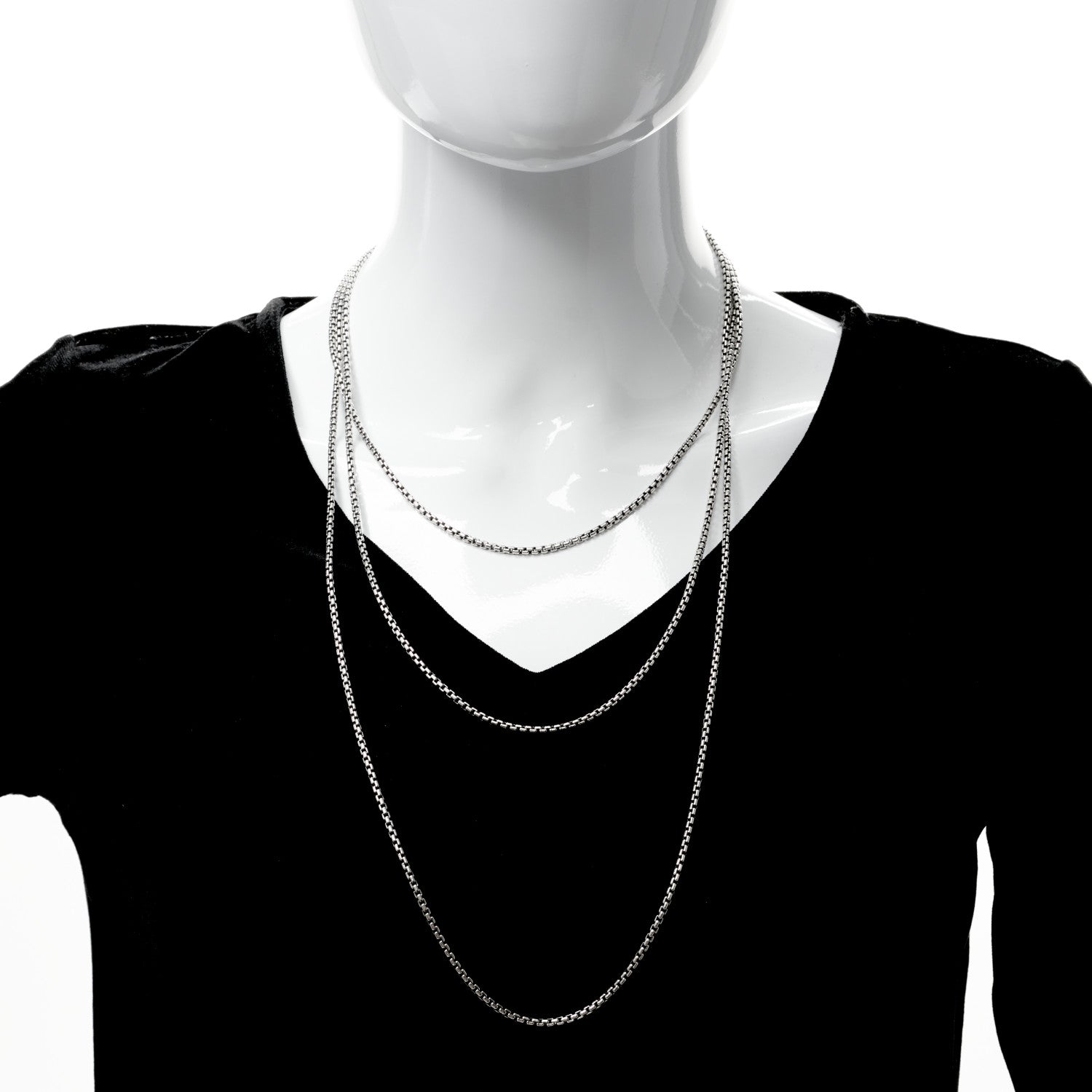 David Yurman Sterling Silver 14K White Gold 2.7mm Box Chain Necklace 72" 3 of 4