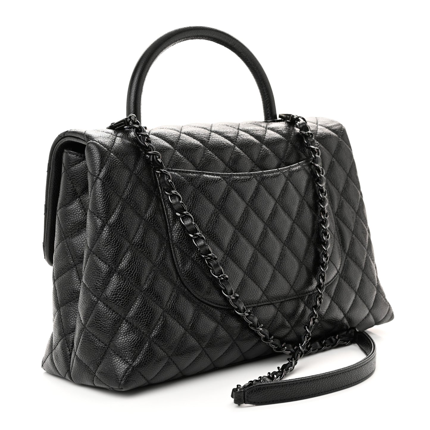 Shiny Caviar Quilted Medium Coco Handle Flap So Black