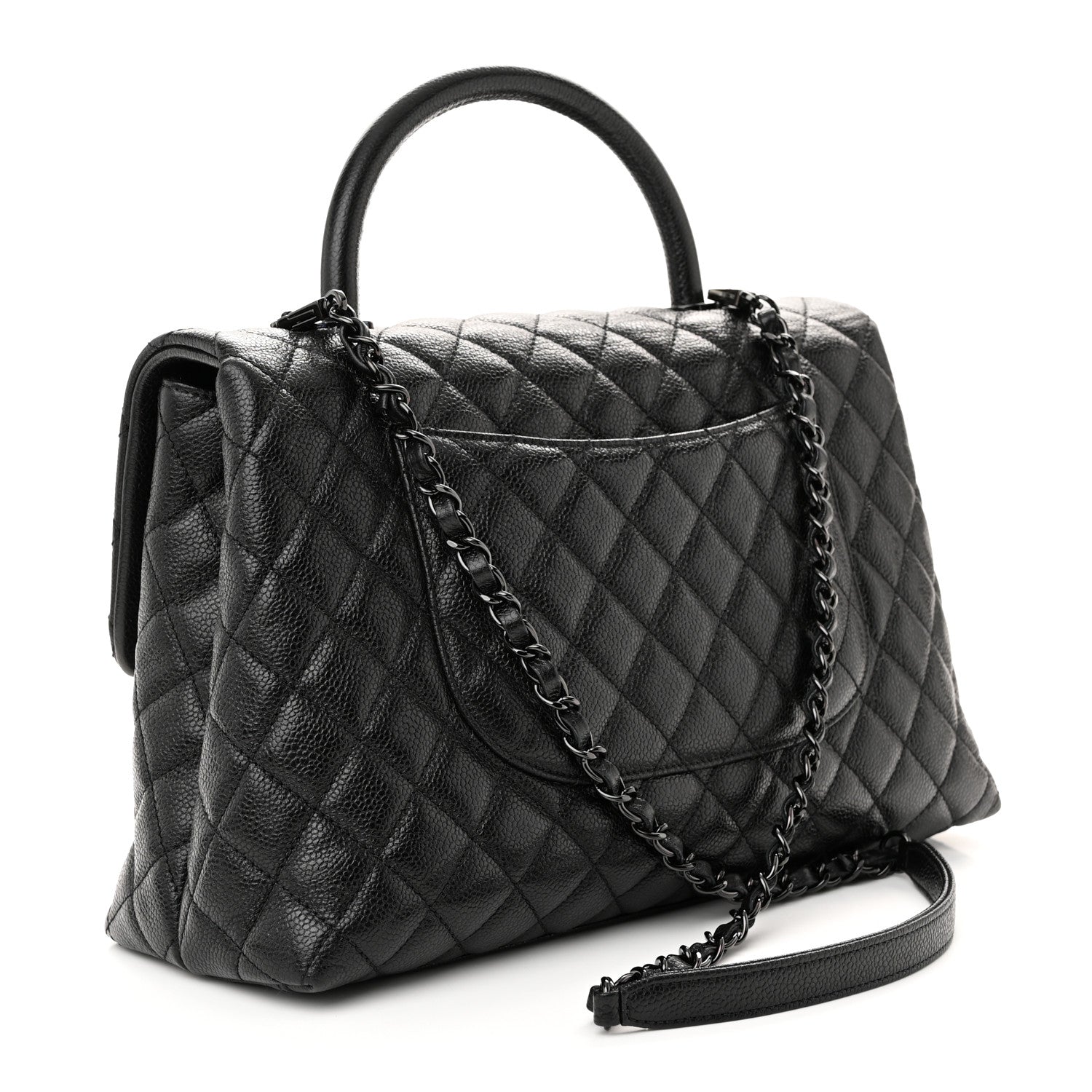 Chanel Shiny Caviar Quilted Medium Coco Handle Flap So Black 3 of 10