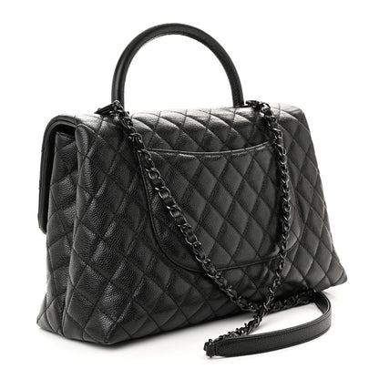 Chanel Shiny Caviar Quilted Medium Coco Handle Flap So Black 3 of 10