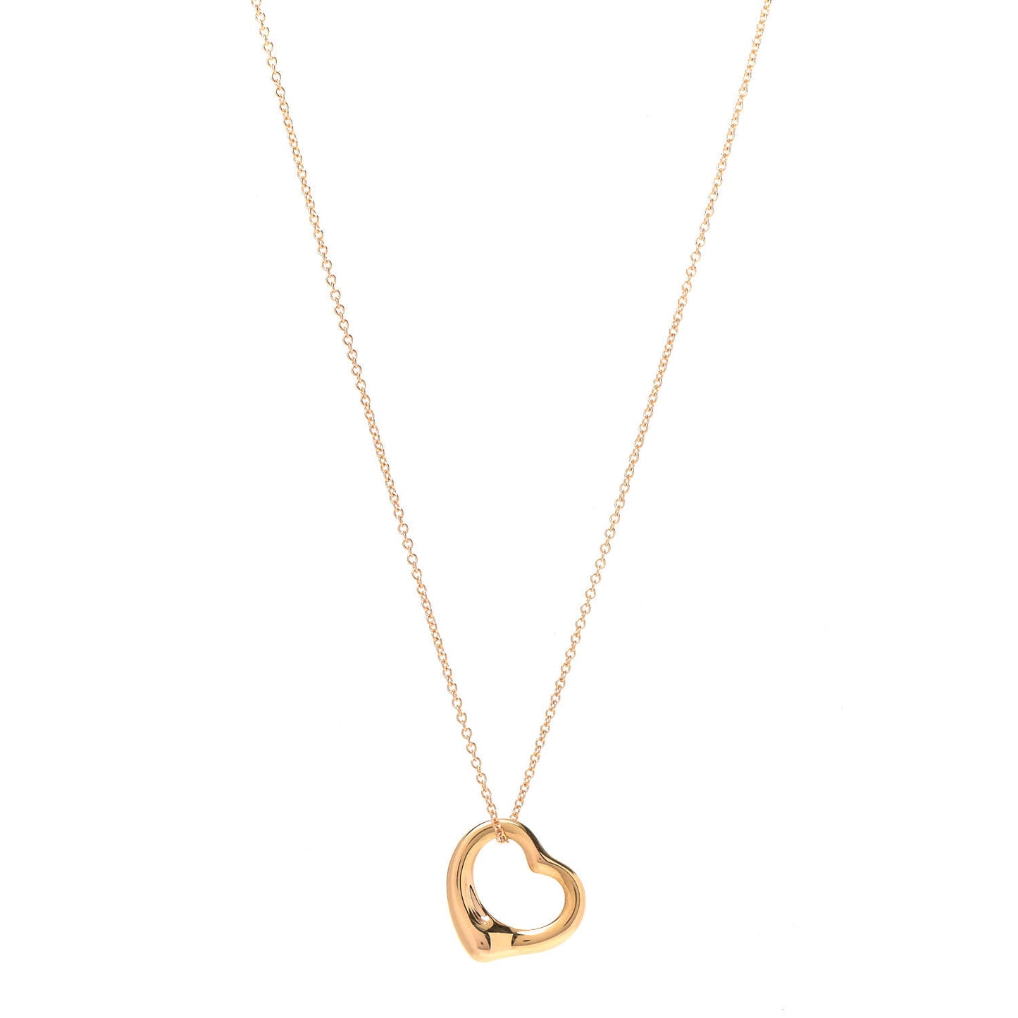 18K Rose Gold 16mm Elsa Peretti Open Heart Pendant Necklace