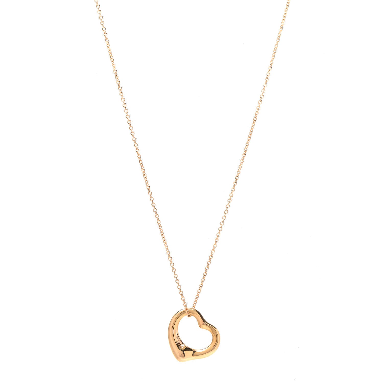 Tiffany 18K Rose Gold 16mm Elsa Peretti Open Heart Pendant Necklace 1 of 9