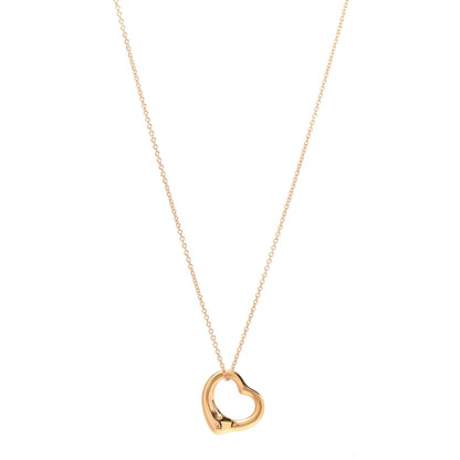 Tiffany 18K Rose Gold 16mm Elsa Peretti Open Heart Pendant Necklace 1 of 9