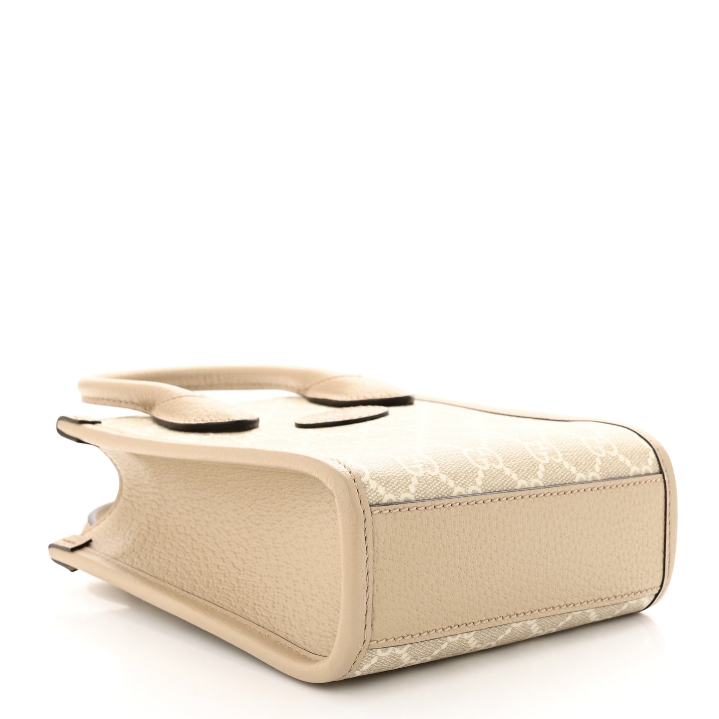 GG Supreme Monogram Textured Dollar Calfskin Mini Retro Interlocking G Tote Bag Beige Mystic White Oatmeal