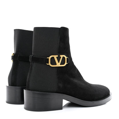 Valentino Garavani Suede VLogo 30mm Ankle Boots 37 Black 4 of 11