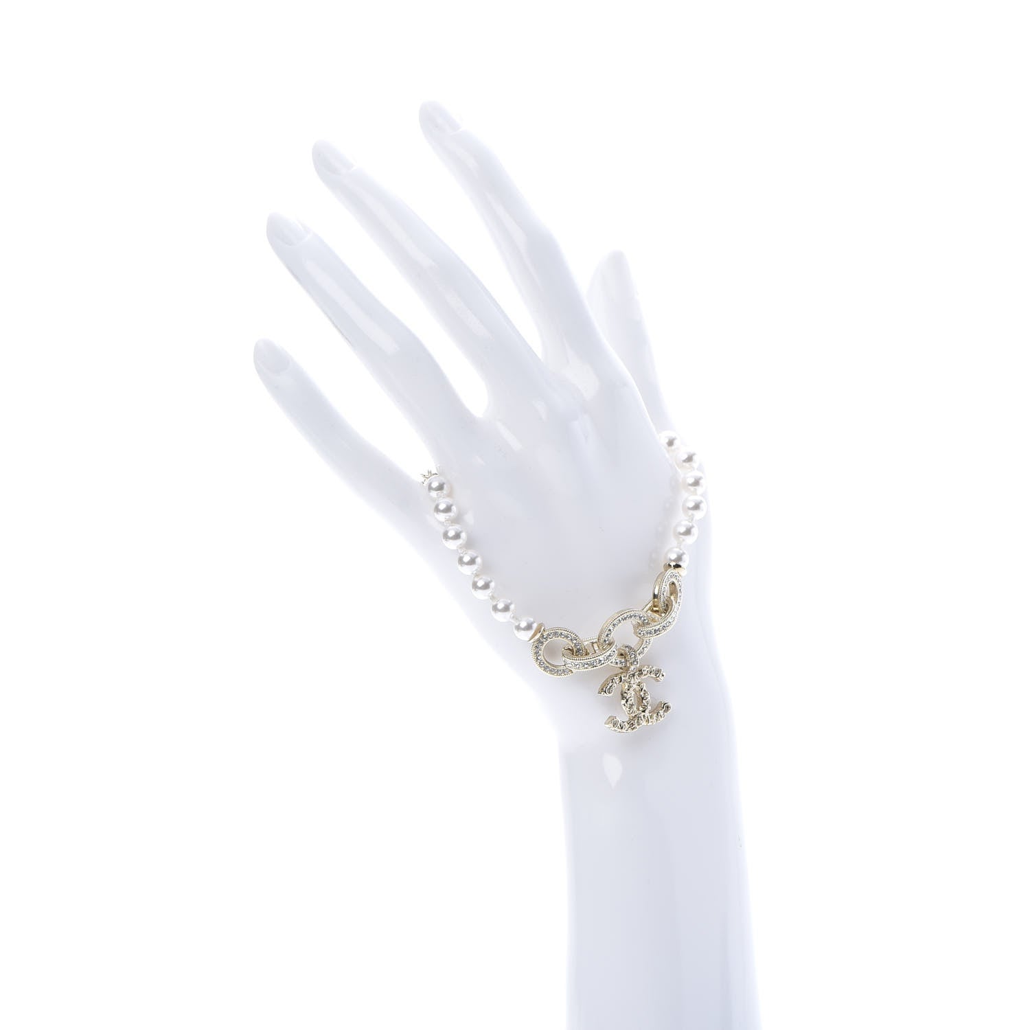 Chanel Pearl Crystal CC Bracelet Gold 2 of 5
