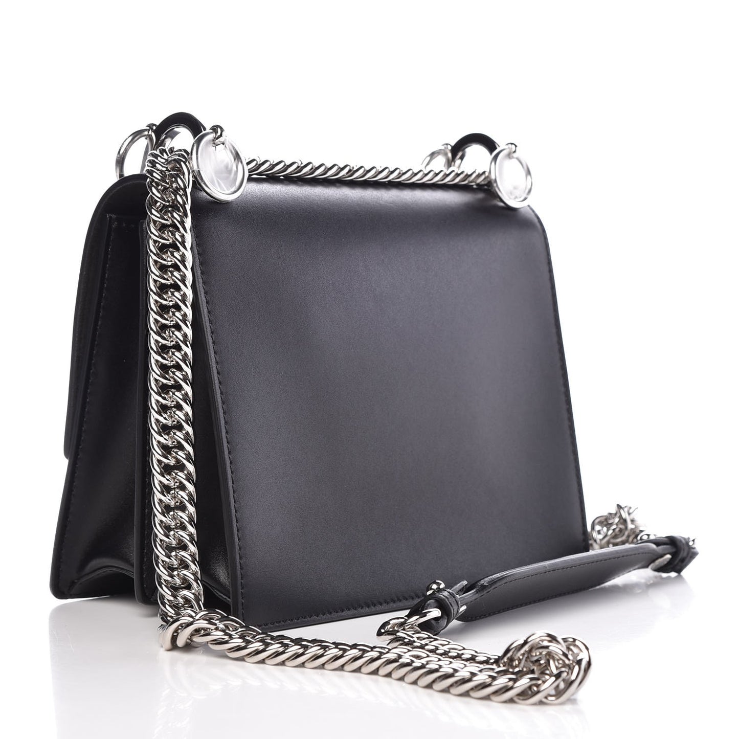 Vitello Liberty Lucido Metal Monster Eyes Studded Small Kan I Shoulder Bag Black