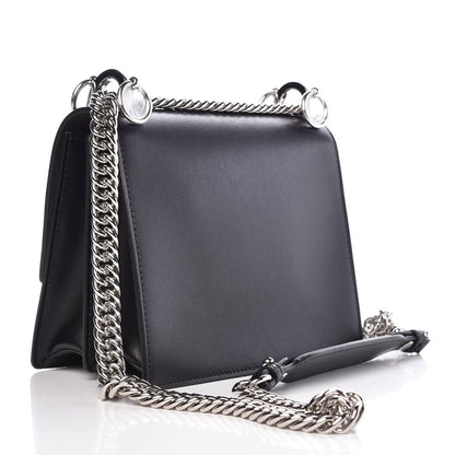 Fendi Vitello Liberty Lucido Metal Monster Eyes Studded Small Kan I Shoulder Bag Black 4 of 8