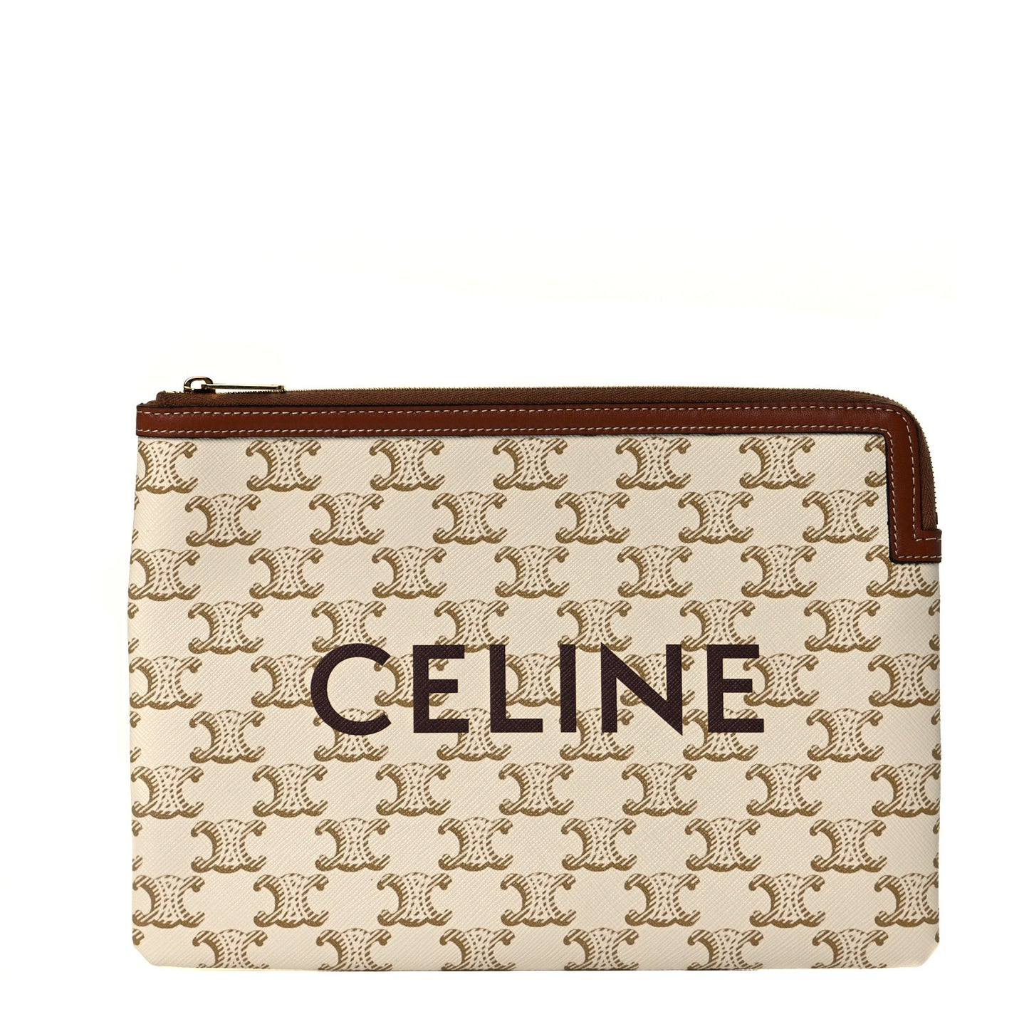 Triomphe Canvas Lambskin Small Pouch White