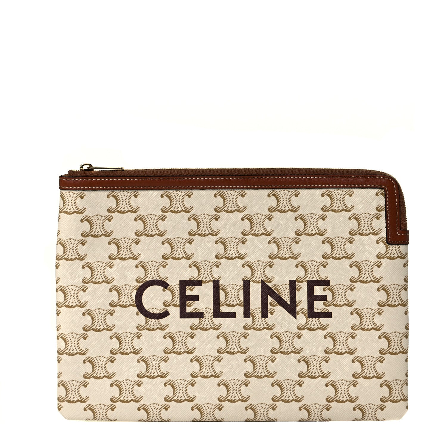 Celine Triomphe Canvas Lambskin Small Pouch White 1 of 6
