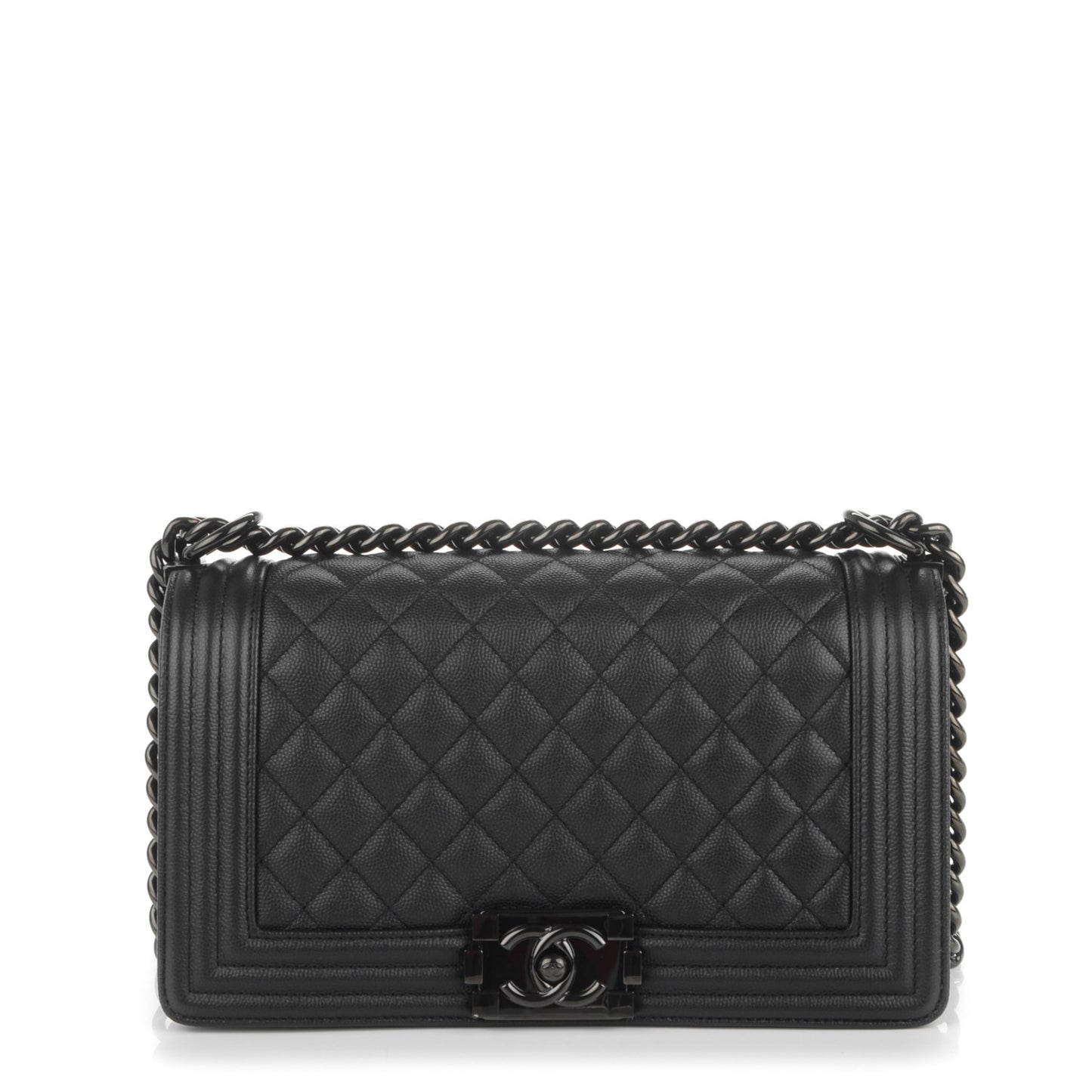 Caviar Quilted Medium Boy Flap So Black