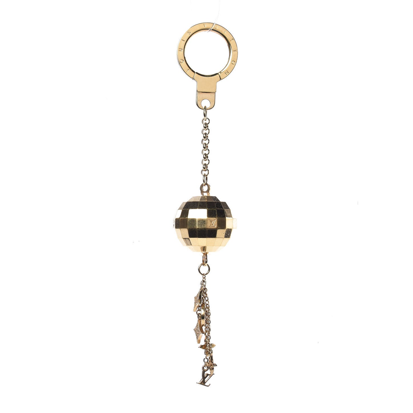 Mirror Ball Disco Key Holder Chain Ring Gold