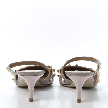 Valentino Garavani Patent Rockstud Cross Strap 50mm Mules 40 Water Rose Poudre 6 of 9