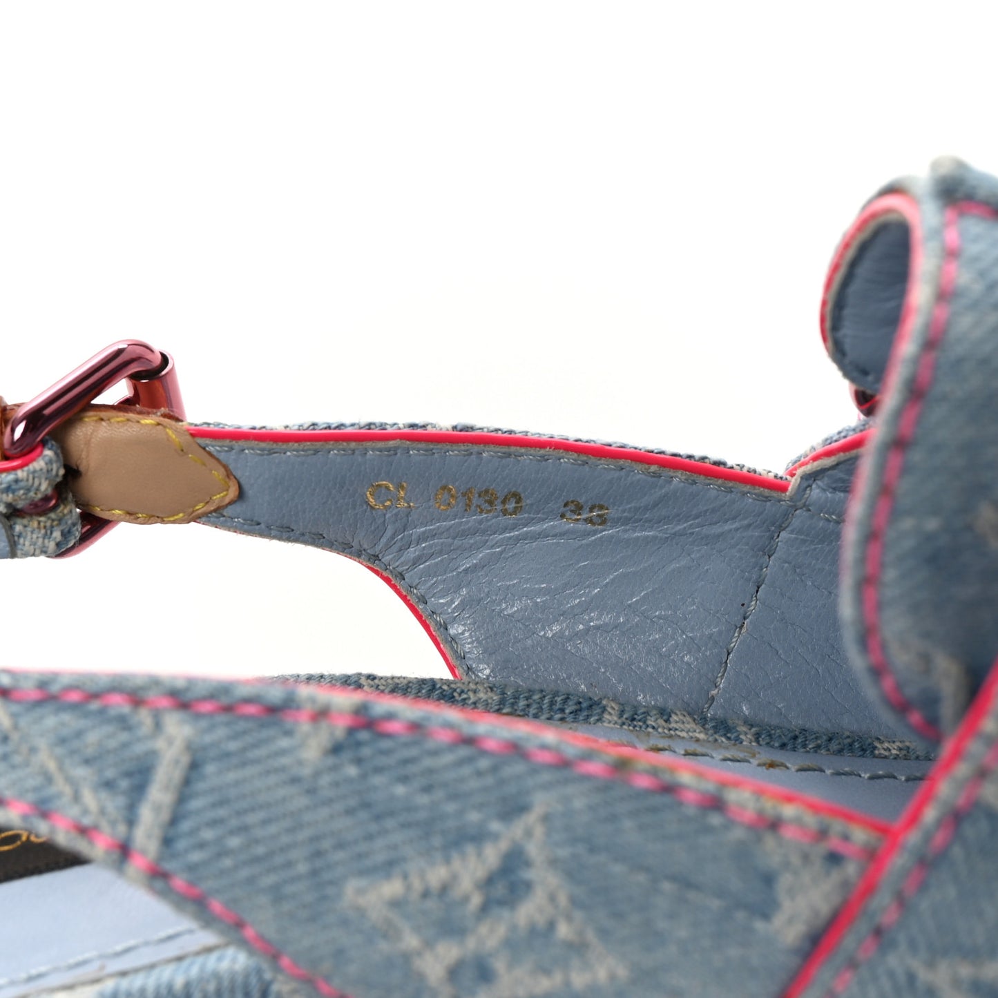 Denim Monogram Espadrille Wedge Sandals 38 Blue