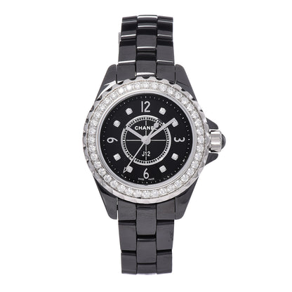 Chanel Stainless Steel Ceramic Diamond Bezel 29mm J12 Quartz Watch Black 1 of 8