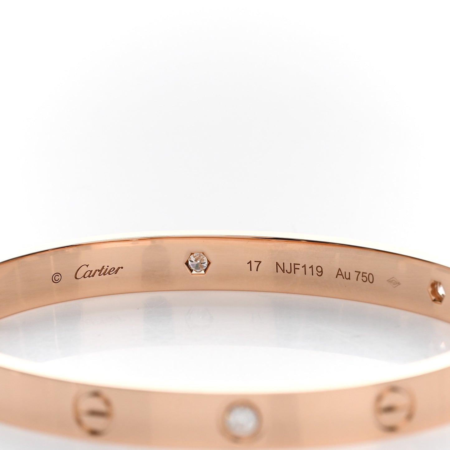 18K Pink Gold 4 Diamond LOVE Bracelet 17