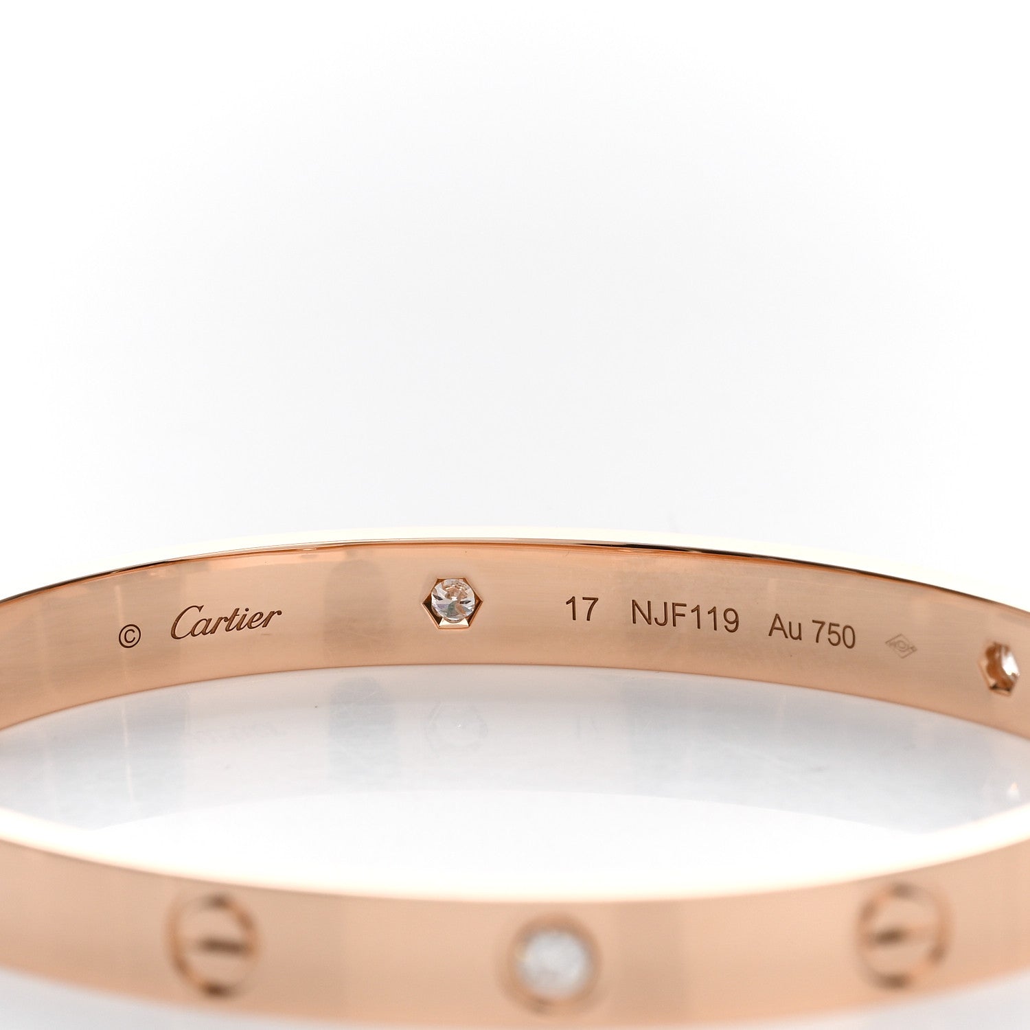 Cartier 18K Pink Gold 4 Diamond LOVE Bracelet 17 4 of 5