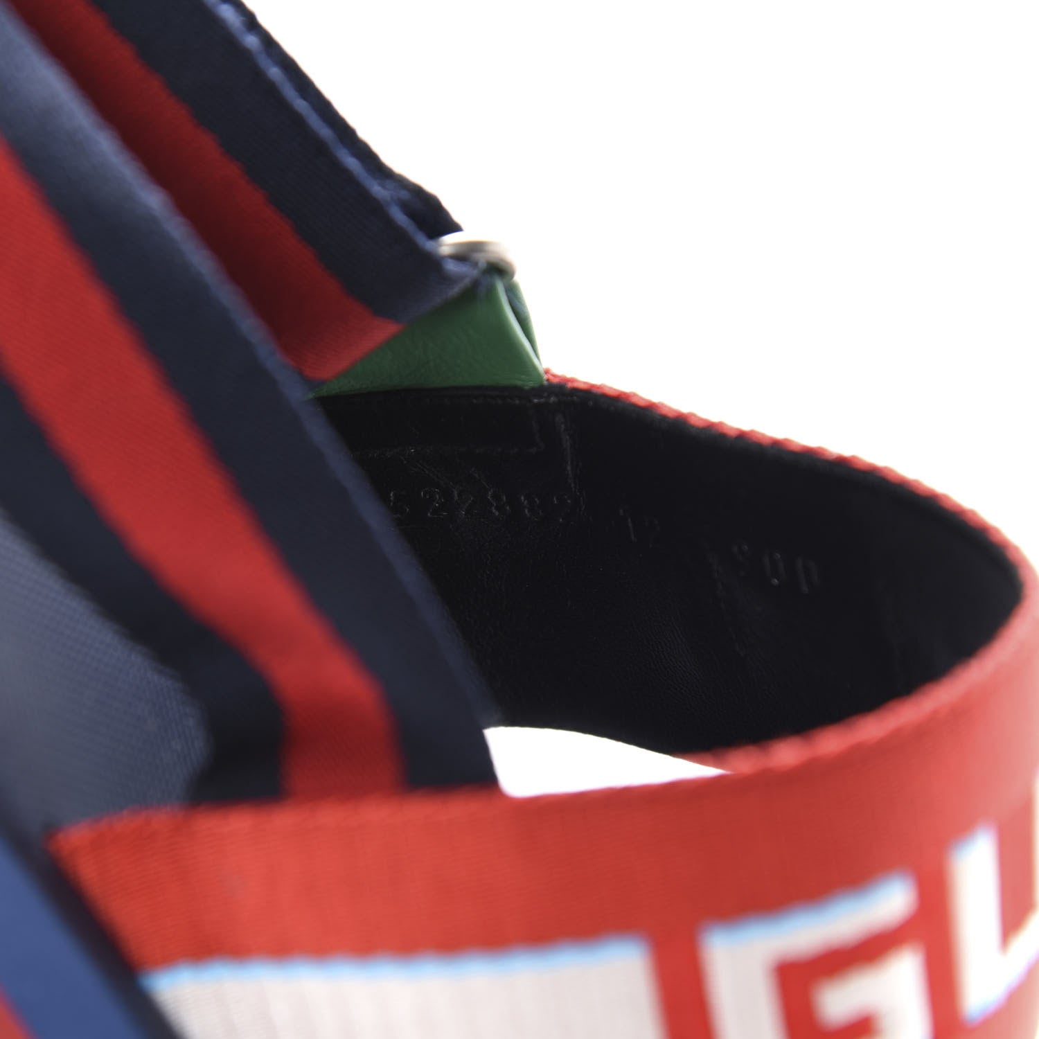 Gucci Nylon Stripe Logo Mens Platform Slingback Sandals 12 Green Red Poppy 6 of 9