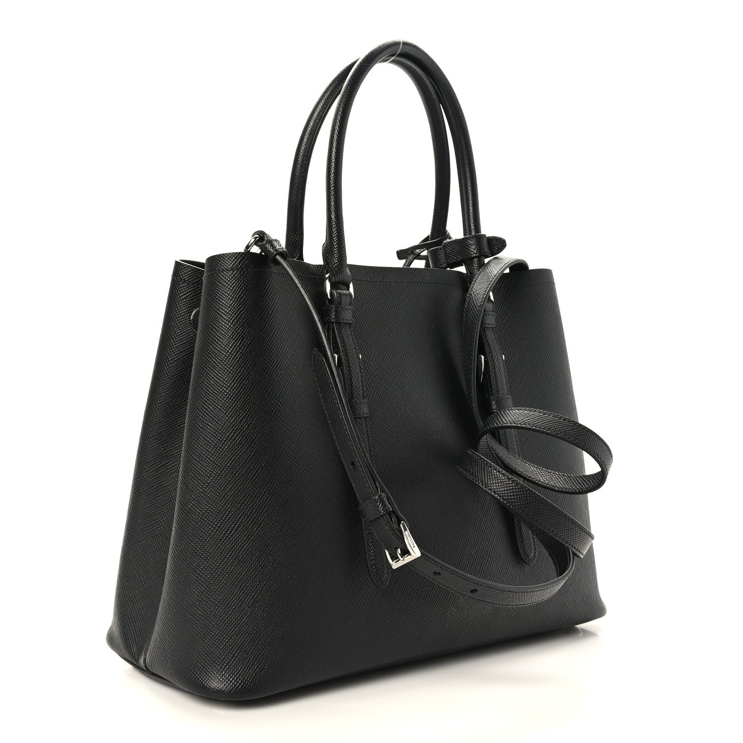 Prada Saffiano Cuir Medium Double Handle Tote Black 3 of 8