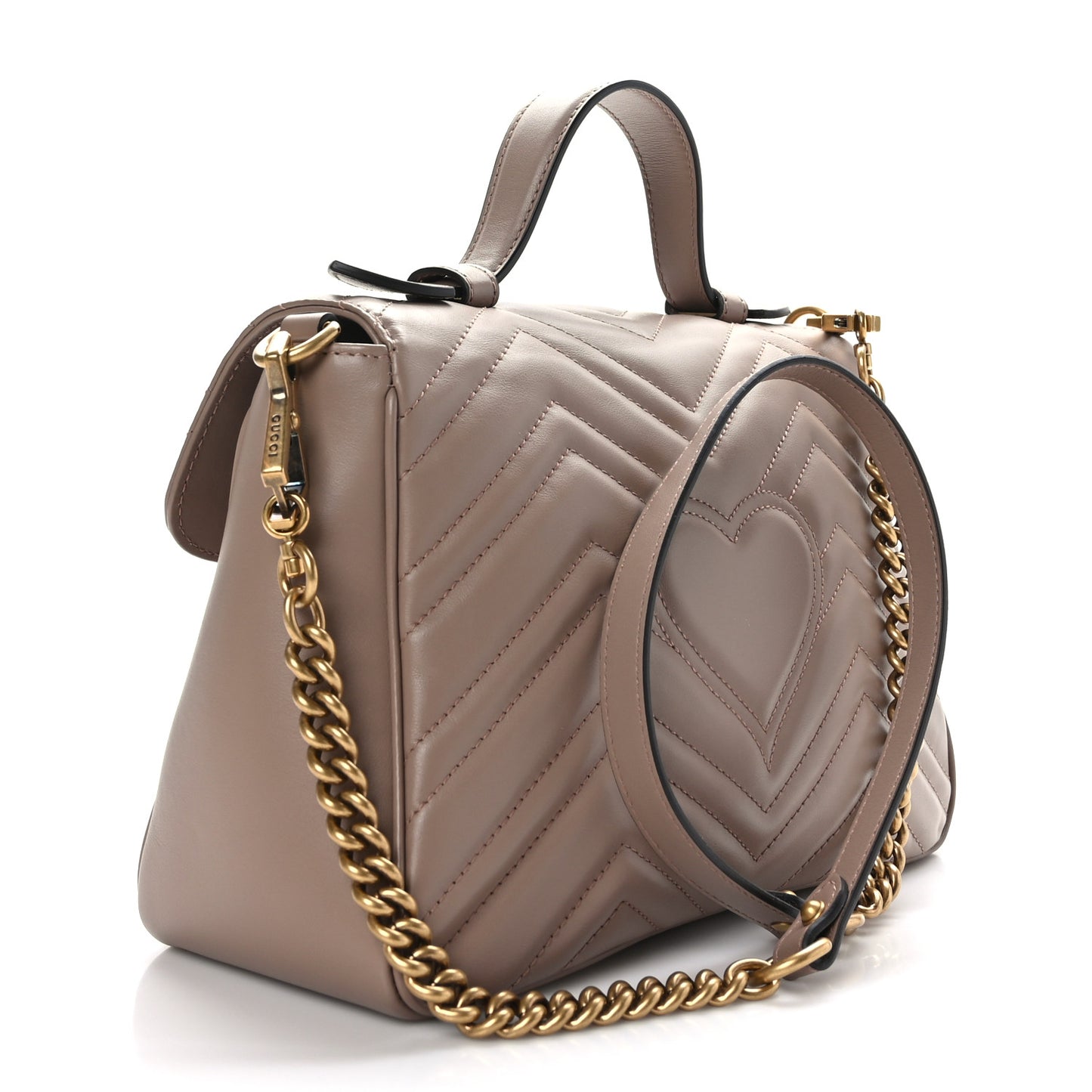 Calfskin Matelasse Small GG Marmont Top Handle Shoulder Bag Porcelain Rose